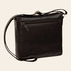 Borsa messenger Vetrina Fiorentina in pelle di bufalo nera con tracolla regolabile e tasca posteriore con zip
