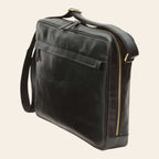 Borsa messenger Vetrina Fiorentina in pelle di vitello nera pieno fiore con cerniere e tracolla regolabile