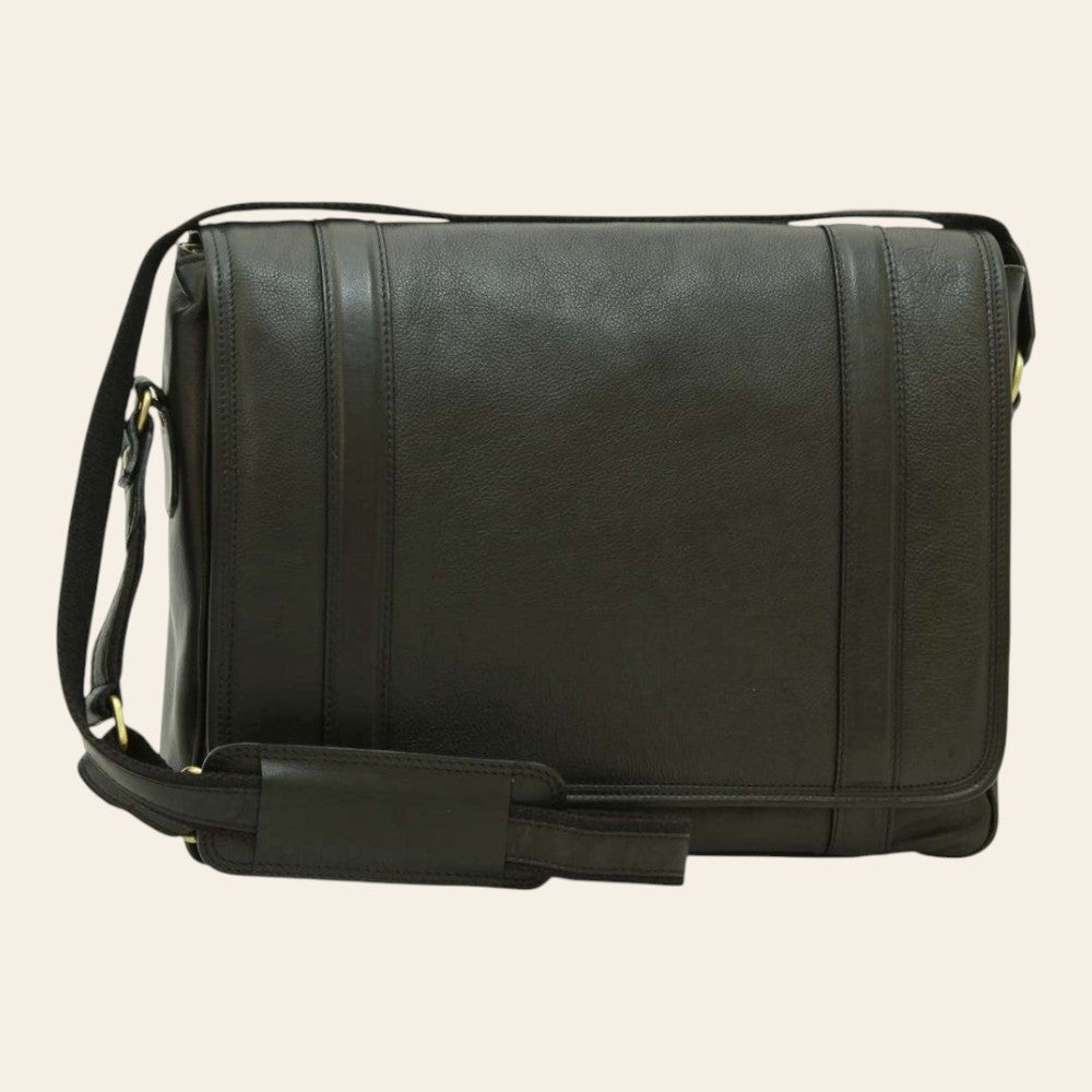 Borsa messenger Vetrina Fiorentina in vitello morbido nero con tracolla regolabile e chiusura magnetica