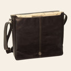 Borsa messenger Vetrina Fiorentina in pelle di bufalo nera con tracolla regolabile e chiusura magnetica