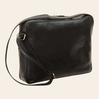 Borsa messenger grande Vetrina Fiorentina in pelle nera di vitello con tracolla regolabile e chiusura a zip