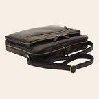 Borsa messenger grande Vetrina Fiorentina in pelle nera con zip e tracolla regolabile, artigianale Made in Italy