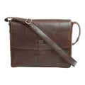 Borsa messenger Vetrina Fiorentina in pelle di vitello pieno fiore color testa di moro con tracolla regolabile