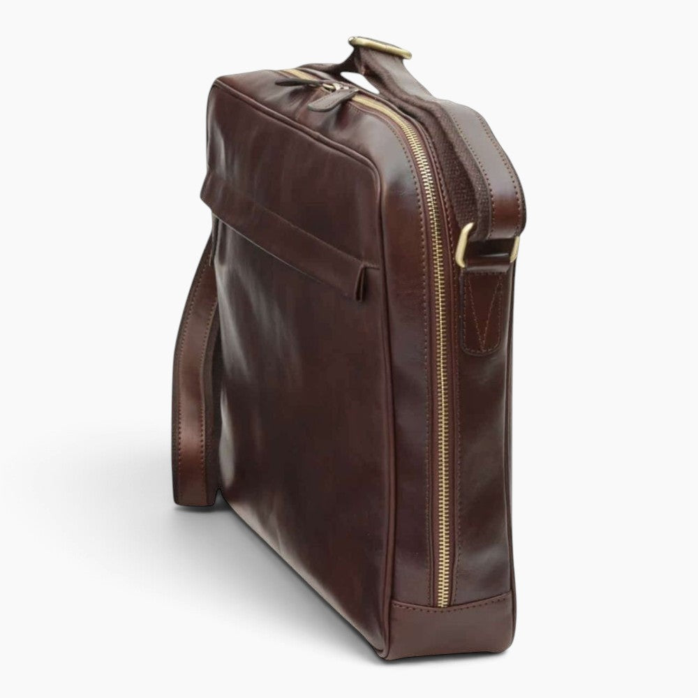 Borsa messenger Vetrina Fiorentina in pelle di vitello testa di moro con tasche esterne e tracolla regolabile