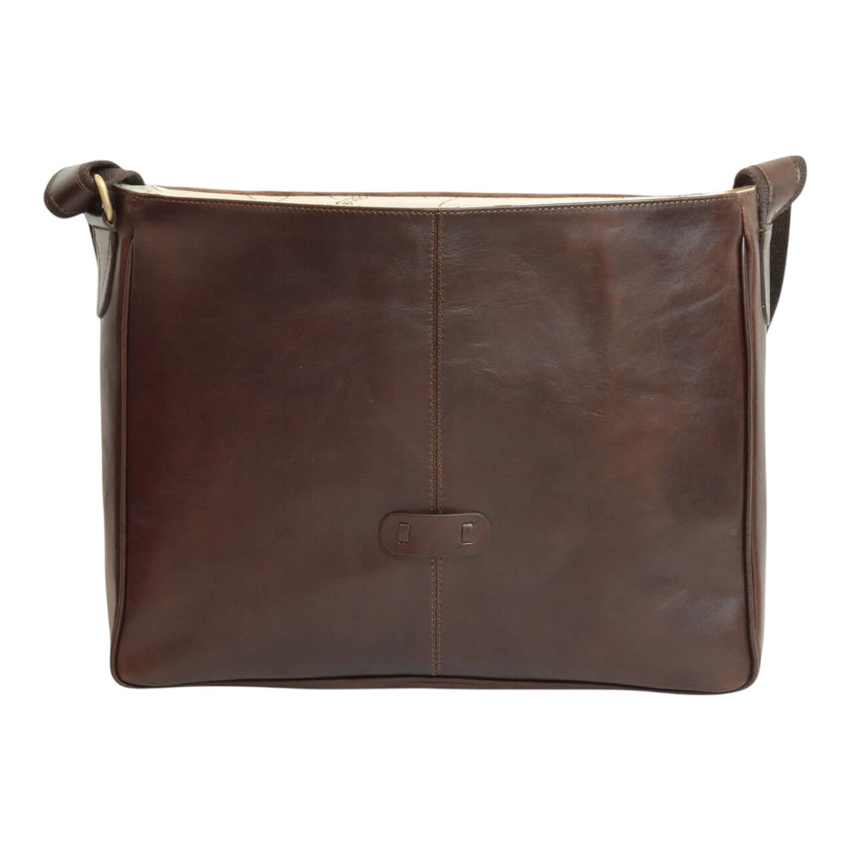 Borsa messenger Vetrina Fiorentina in pelle di vitello pieno fiore color testa di moro con tracolla regolabile