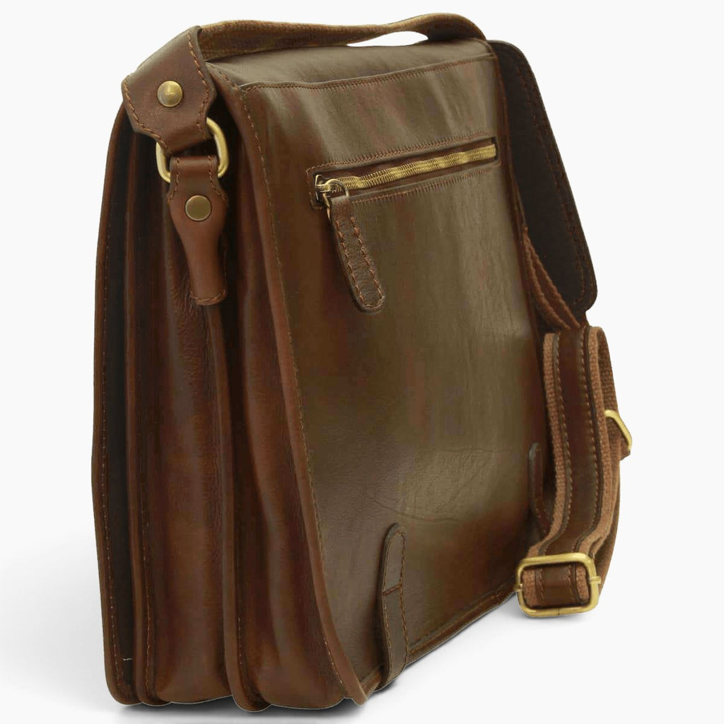 Borsa messenger Vetrina Fiorentina in vitello nappato testa di moro con tracolla regolabile e dettagli in ottone