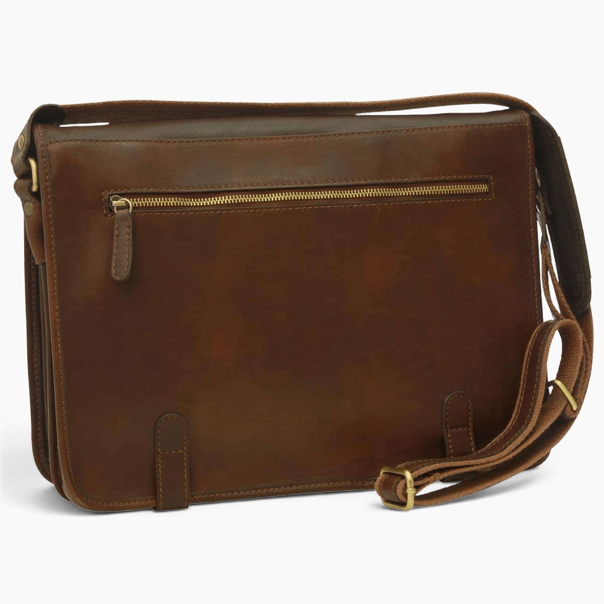 Borsa messenger Vetrina Fiorentina in vitello nappato testa di moro con tracolla regolabile e tasca esterna con zip