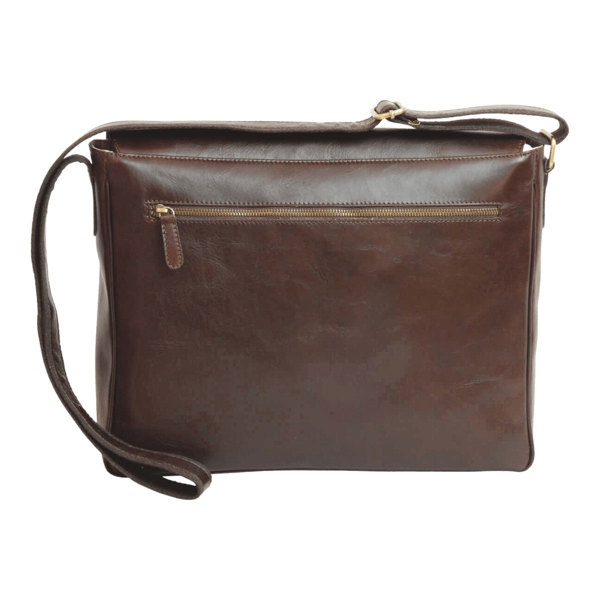 Borsa messenger Vetrina Fiorentina in pelle di vitello pieno fiore testa di moro con tasca posteriore con zip