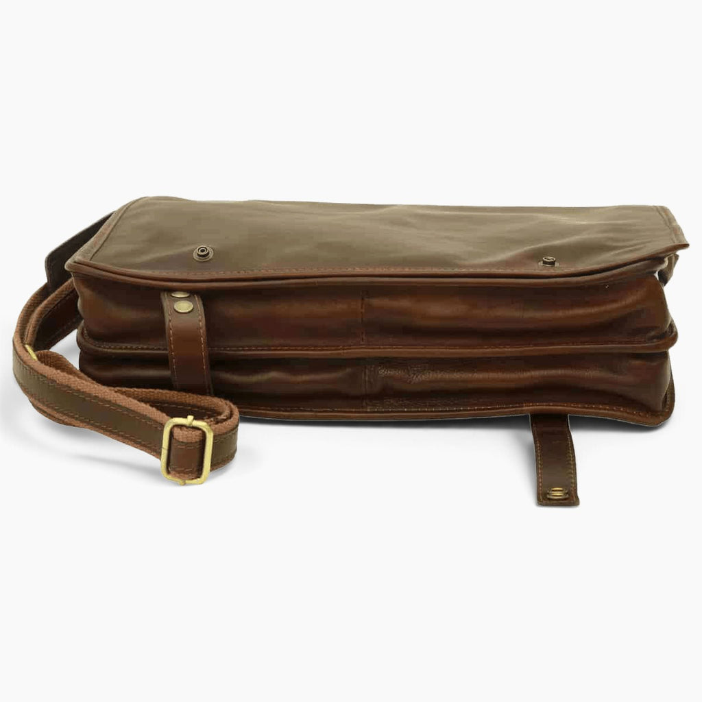 Borsa messenger Vetrina Fiorentina in vitello nappato testa di moro con tracolla regolabile e finiture artigianali