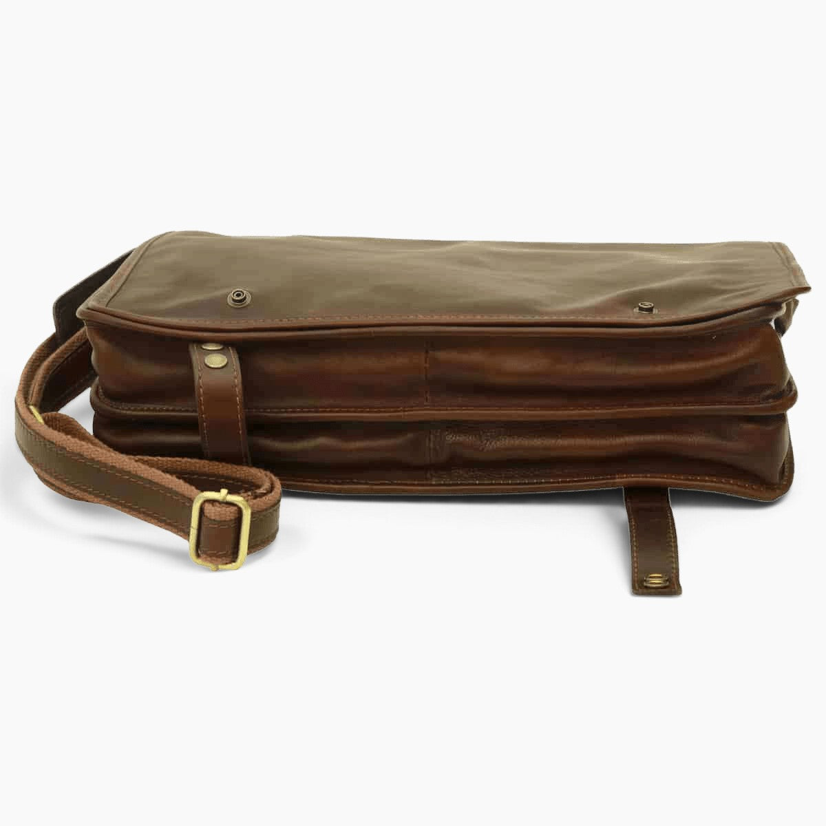 Borsa messenger Vetrina Fiorentina in vitello nappato testa di moro con tracolla regolabile e finiture artigianali