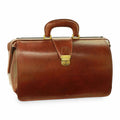 Borsa artigianale Vetrina Fiorentina in pelle di vitello pieno fiore marrone con chiusura a scatto in ottone