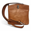 Borsa a secchiello Vetrina Fiorentina in pelle pieno fiore color teak con chiusura a girello e tracolla regolabile