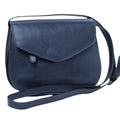 Borsa a tracolla Vetrina Fiorentina in pelle di vitello blu con patta e tracolla regolabile, design artigianale