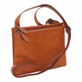 Borsa a tracolla Vetrina Fiorentina in pelle di vitello color coloniale con due scomparti e tracolla regolabile