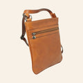 Borsa a tracolla Vetrina Fiorentina in pelle di vitello color coloniale con tasca frontale e tracolla regolabile