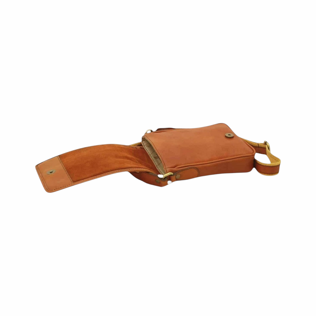 Borsa a tracolla Vetrina Fiorentina in pelle di vitello conciata al vegetale color cuoio con chiusura a calamita