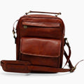 Borsa a tracolla Vetrina Fiorentina in pelle pieno fiore color mogano con tasca frontale e tracolla regolabile