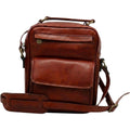 Borsa a tracolla Vetrina Fiorentina in pelle pieno fiore color mogano con tasca frontale e tracolla regolabile