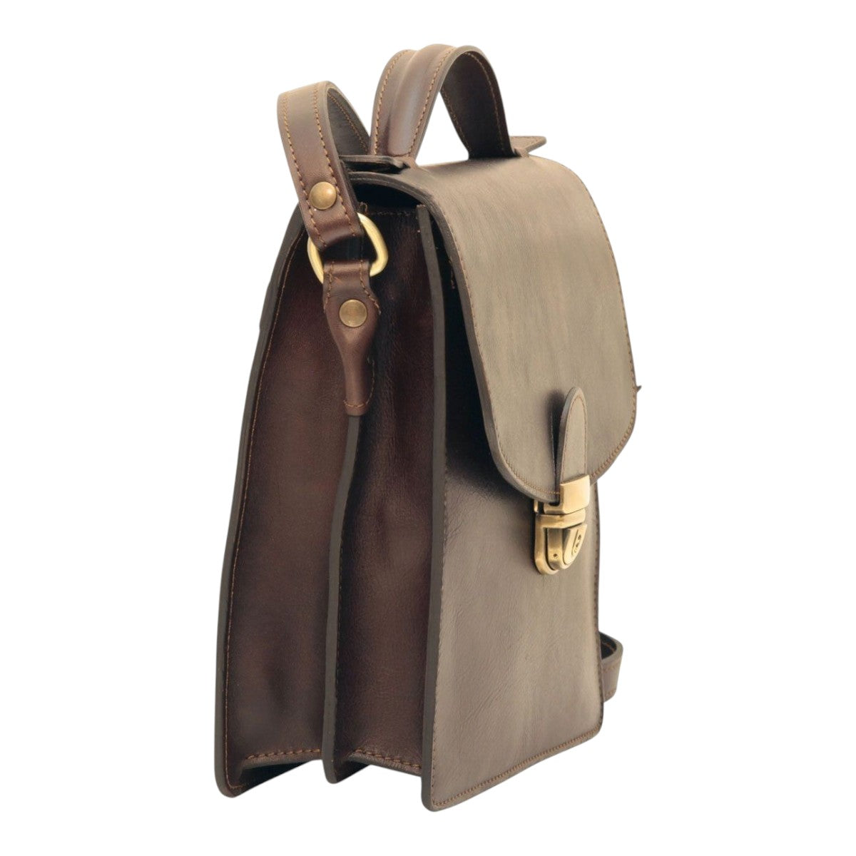 Borsa a tracolla Vetrina Fiorentina in pelle di vitello testa di moro con chiusura a clip e tracolla regolabile