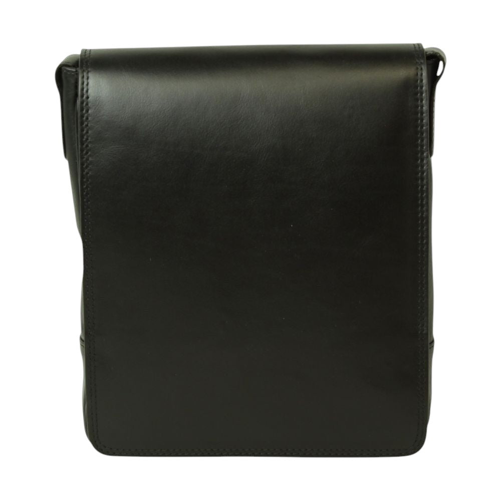 Borsa a tracolla Vetrina Fiorentina in pelle di vitello pieno fiore nera con patta frontale
