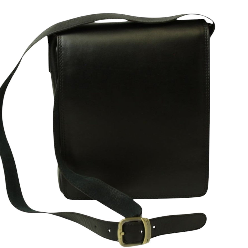 Borsa a tracolla Vetrina Fiorentina in pelle di vitello pieno fiore nera con tracolla regolabile e chiusura a calamita