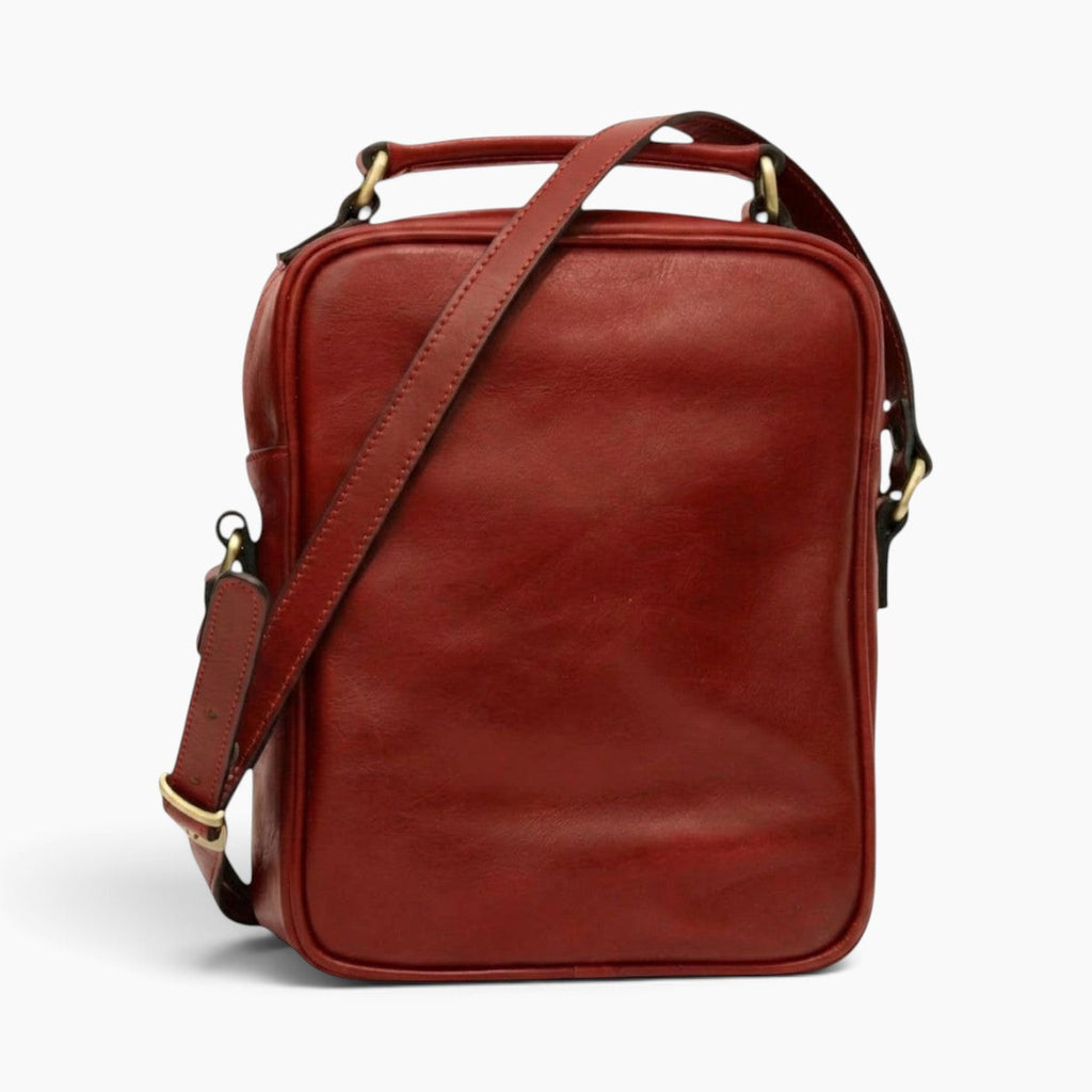 Borsa a tracolla Vetrina Fiorentina in pelle pieno fiore rossa con tracolla regolabile e design artigianale italiano