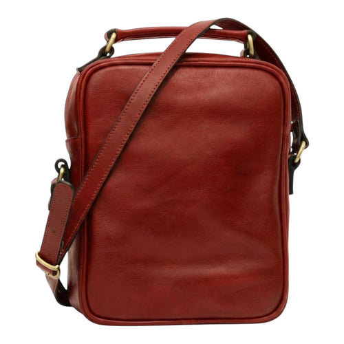 Borsa a tracolla Vetrina Fiorentina in pelle pieno fiore rossa con tracolla regolabile e finiture artigianali