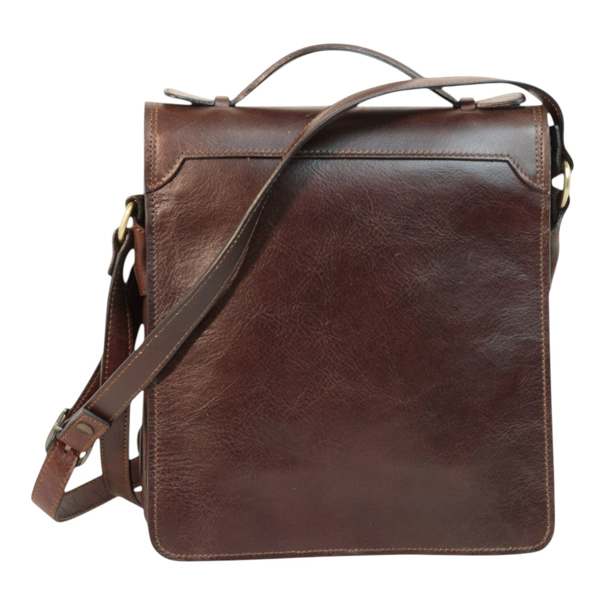Borsa a tracolla Vetrina Fiorentina in pelle di vitello pieno fiore color testa di moro con tracolla regolabile