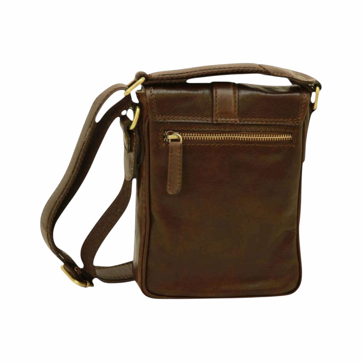 Borsa a tracolla Vetrina Fiorentina da uomo in pelle di vitello testa di moro con tasca esterna e dettagli in ottone
