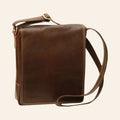 Borsa a tracolla Vetrina Fiorentina in pelle di vitello pieno fiore color testa di moro con cuciture a vista
