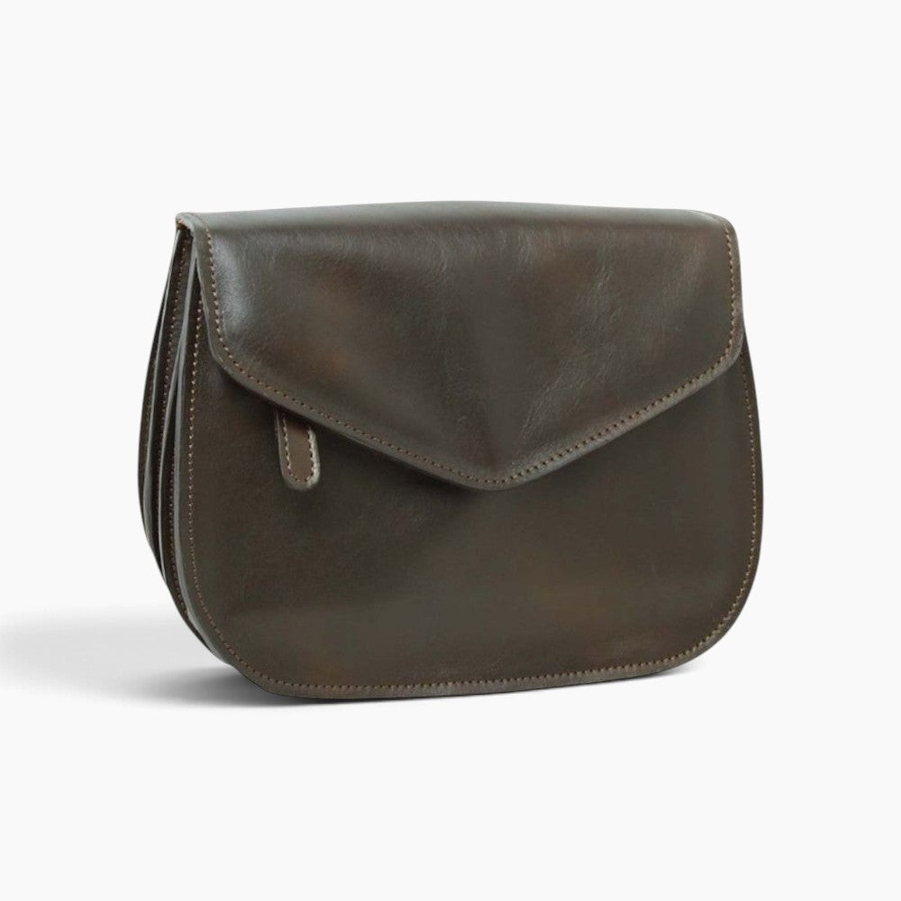 Borsa a tracolla Vetrina Fiorentina in pelle di vitello testa di moro con patta frontale e design artigianale
