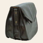 Borsa a tracolla Vetrina Fiorentina in pelle di vitello pieno fiore color testa di moro con pattina e scomparti