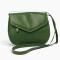 Borsa a tracolla Vetrina Fiorentina in pelle di vitello verde con patta e tracolla regolabile, design artigianale