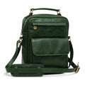 Borsa a tracolla Vetrina Fiorentina in pelle pieno fiore verde con tasca frontale e tracolla regolabile