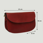 Borsa a tracolla Vetrina Fiorentina in pelle di vitello pieno fiore rossa con dimensioni indicate