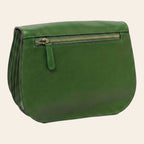 Borsa a tracolla Vetrina Fiorentina in pelle di vitello pieno fiore verde con tasca posteriore con zip
