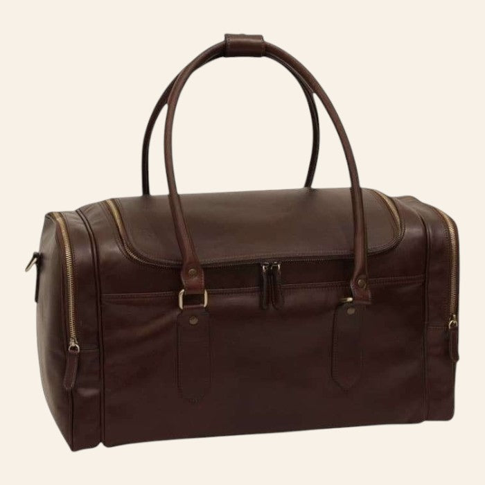Borsa da viaggio Vetrina Fiorentina in pelle pieno fiore testa di moro con cerniere dorate e design artigianale