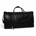 Borsa da viaggio Vetrina Fiorentina in pelle pieno fiore nera con tracolla staccabile e dettagli in ottone antico