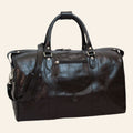 Borsa da viaggio Vetrina Fiorentina in pelle di vitello pieno fiore nera artigianale con tracolla e zip esterna