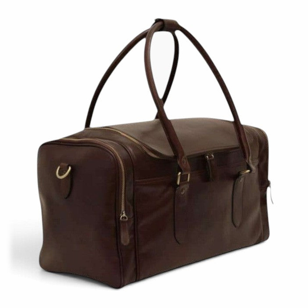 Borsa da viaggio Vetrina Fiorentina in pelle di vitello pieno fiore color testa di moro con chiusure a zip