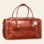 Borsa da viaggio Vetrina Fiorentina Arno in pelle pieno fiore marrone con finiture in ottone e tracolla regolabile
