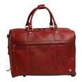 Borsone da viaggio Vetrina Fiorentina con trolley in pelle pieno fiore rossa artigianale con ruote e tasca frontale