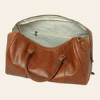 Borsone da viaggio Vetrina Fiorentina in pelle pieno fiore color teak con interno foderato e chiusura a zip