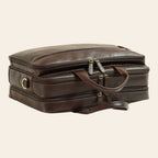 Cartella porta laptop Vetrina Fiorentina in pelle pieno fiore marrone scuro con scomparti multipli e cerniere