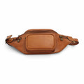 Marsupio Vetrina Fiorentina in pelle color coloniale con quattro tasche con zip e tracolla regolabile, Made in Italy