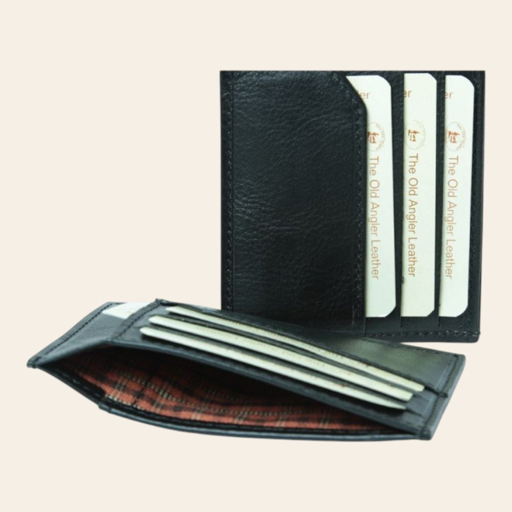 Porta carte di credito Vetrina Fiorentina in pelle nera pieno fiore con protezione RFID e scomparti interni