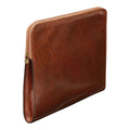 Porta documenti Vetrina Fiorentina in pelle di vitello marrone pieno fiore con chiusura a zip, design artigianale