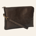 Portadocumenti Vetrina Fiorentina in pelle di vitello pieno fiore nera con laccio e moschettone, 30x20 cm