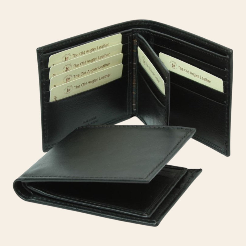 Portafoglio Vetrina Fiorentina Old Angler in pelle nera pieno fiore con protezione RFID e scomparti per carte