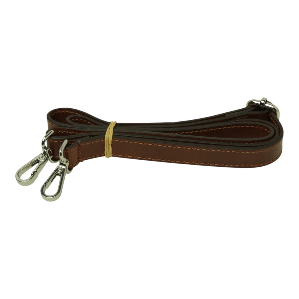 Tracolla regolabile in pelle di vitello color coloniale per borsa Vetrina Fiorentina con ganci metallici
